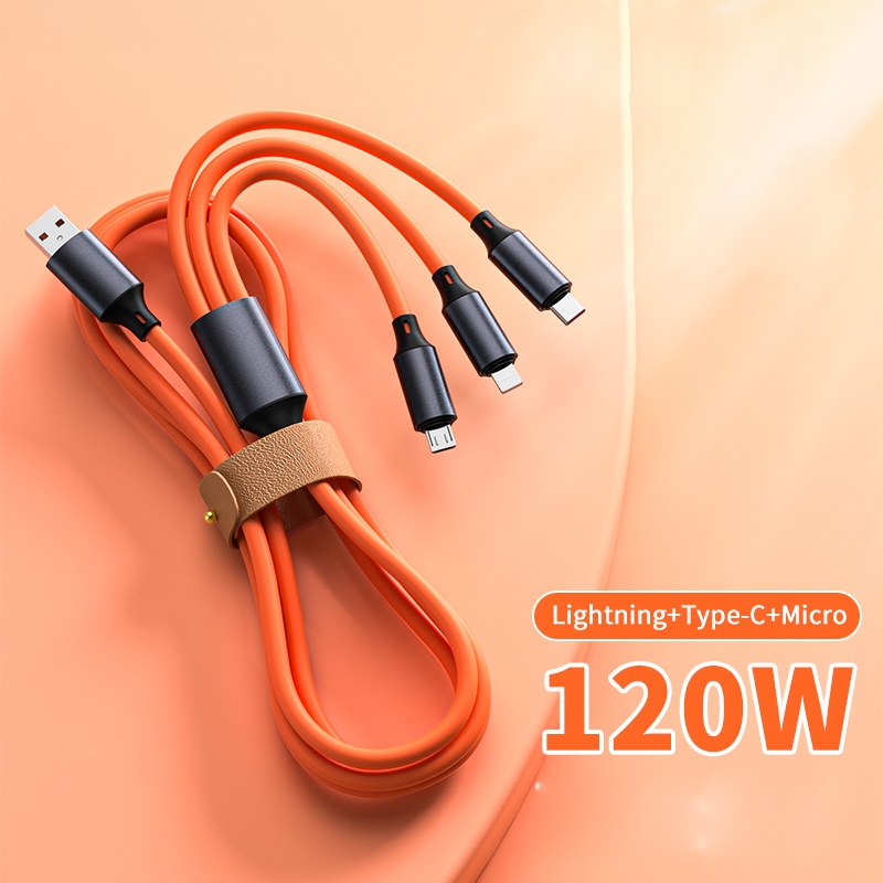 Cáp Sạc Nhanh 3 Trong 1 Đa Năng Cổng usb type c 120w 120Cm Cho Điện Thoại android