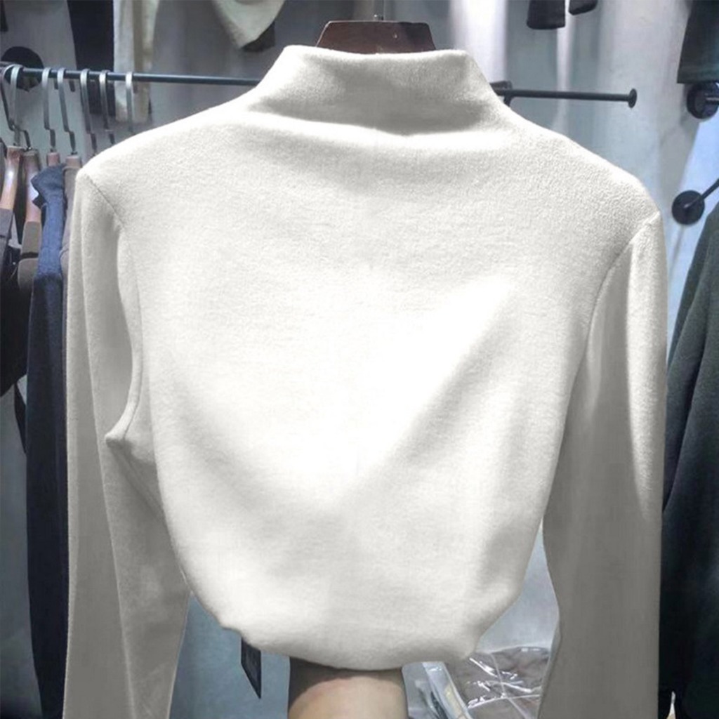 Áo Thun Tay Dài Lót Lông Cừu Gọn Nhẹ Cách Nhiệt Mẫu Mới 2023 Thời Trang Cho Nữ