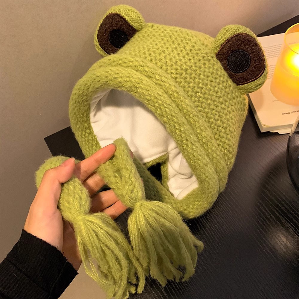Hoạt Hình Nón Len Hình Ếch Con Xinh Xắn Theo Phong Cách Thu Đông Nhật Bản Dành Cho Nữ