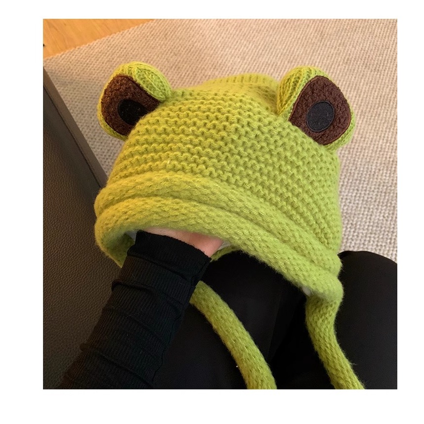 Hoạt Hình Nón Len Hình Ếch Con Xinh Xắn Theo Phong Cách Thu Đông Nhật Bản Dành Cho Nữ