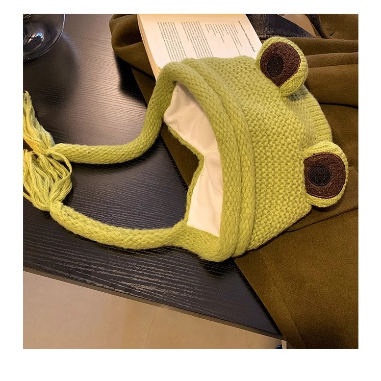 Hoạt Hình Nón Len Hình Ếch Con Xinh Xắn Theo Phong Cách Thu Đông Nhật Bản Dành Cho Nữ