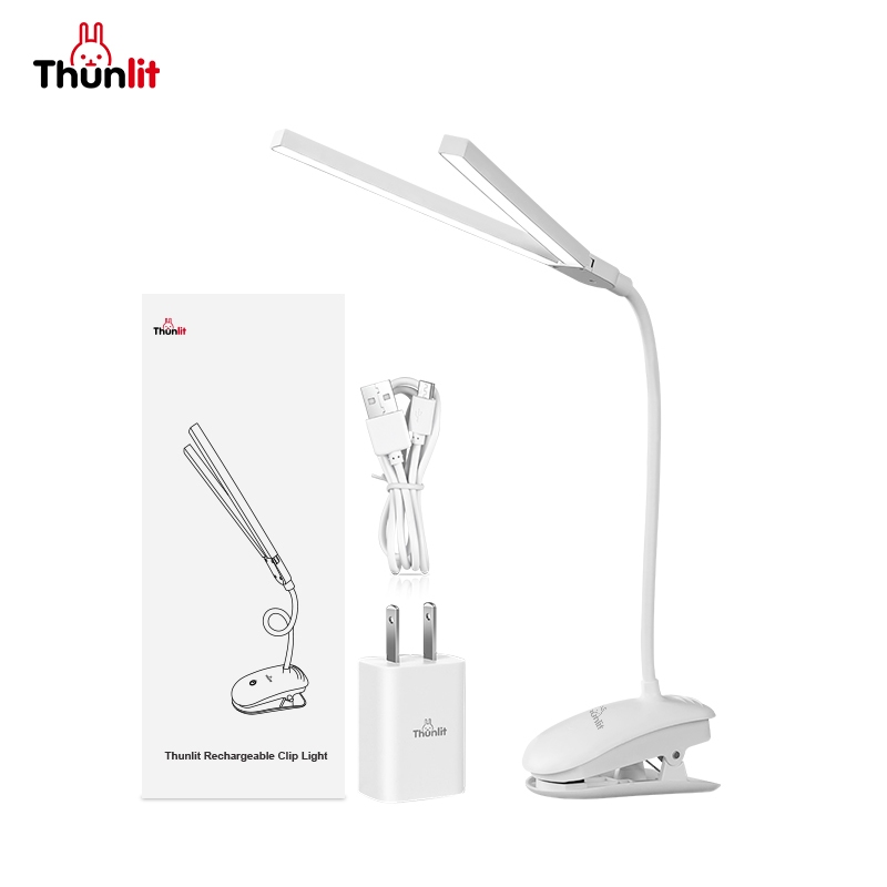 Đèn kẹp đầu đôi Thunlit 2000mAh USB có thể sạc lại vô cấp 3 nhiệt độ màu