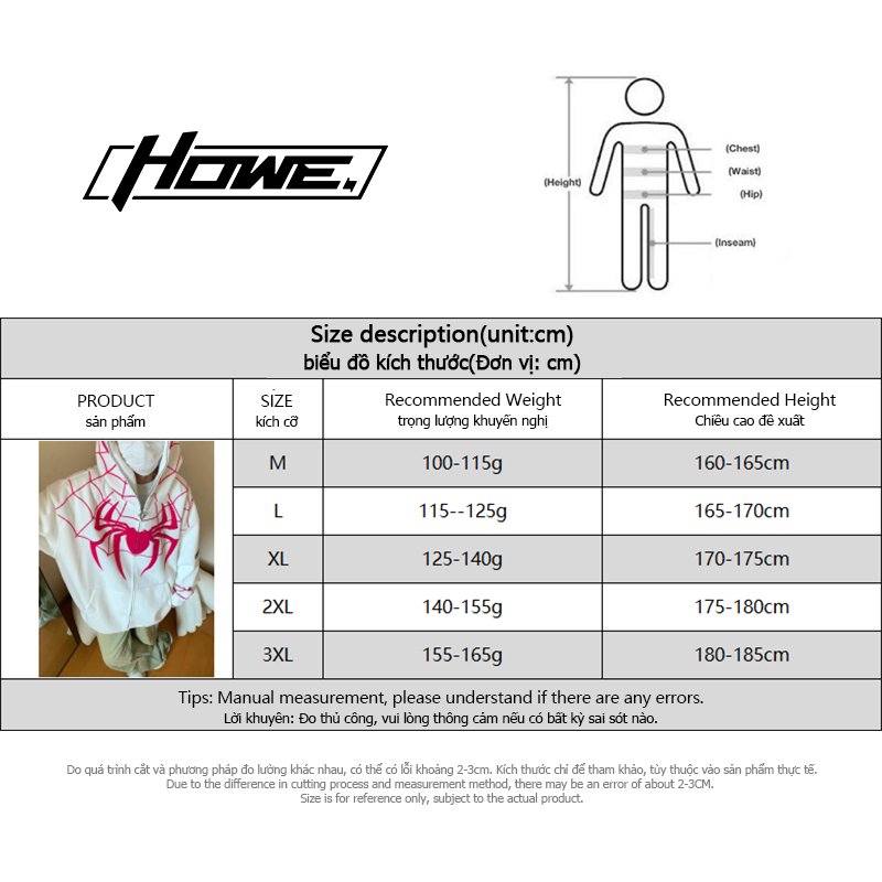 Howe. Spider-Man Dây kéo mở áo hoodie Cặp đôi mùa thu nam và nữ áo khoác oversize