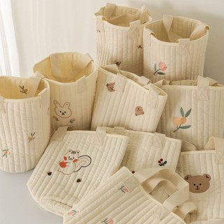 Mới Túi Đựng Tã Lót / Đồ Chơi Em Bé Bằng Vải cotton Thêu Họa Tiết Phong Cách Hàn Quốc Tiện Dụng Cho Mẹ Bỉm Sữa