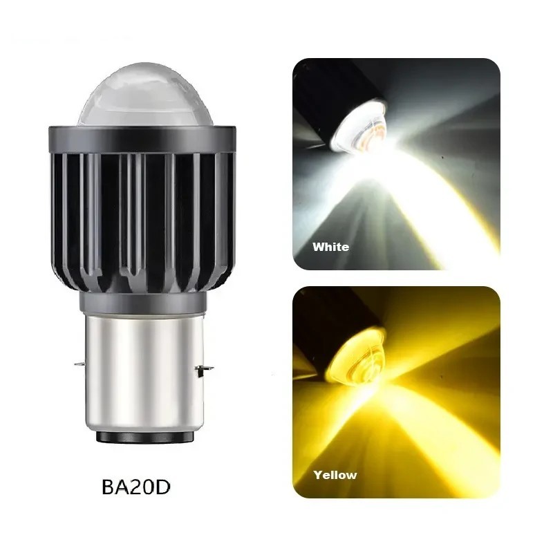 Đèn pha xe máy điện LED H4 BA20D Bóng hai màu 12V