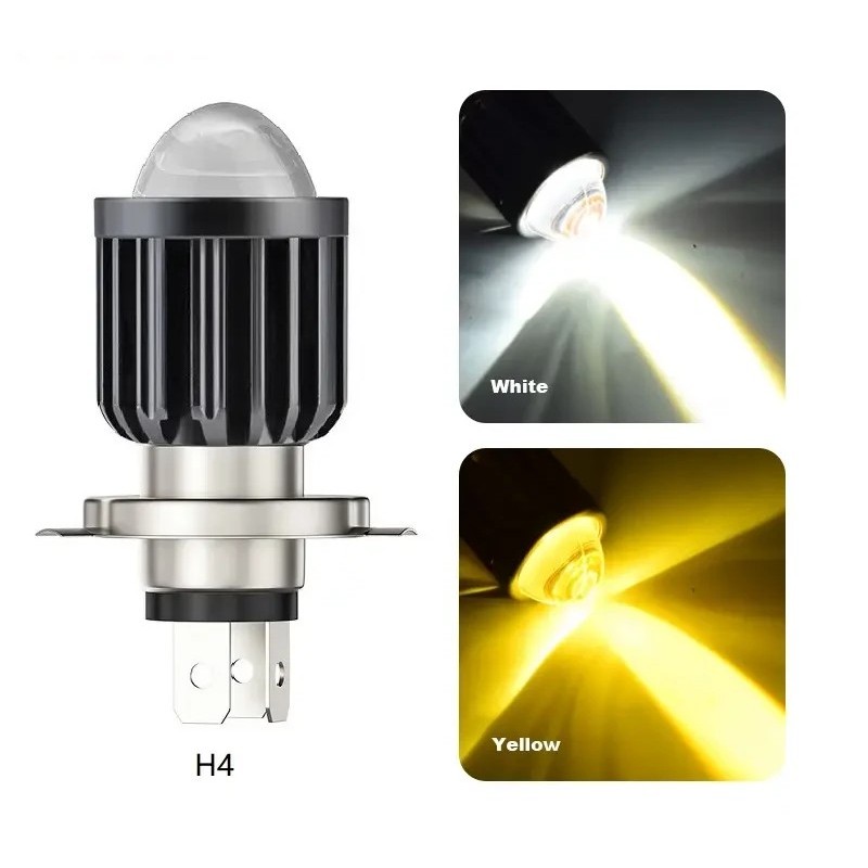 Đèn pha xe máy điện LED H4 BA20D Bóng hai màu 12V