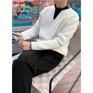 Áo len tay dài cổ chữ V thời trang cho nam Simple Fashion áo sweater trơn Hàn Quốc áo sweater form rộng Simple Fashion áo sweater trơn