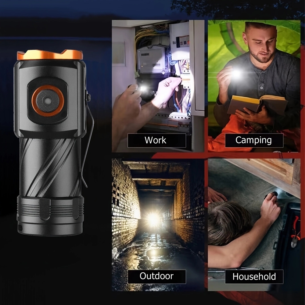 Alonefire Đèn Pin x56 mini 3x led Sạc usb Loại c 18350 Tiện Dụng