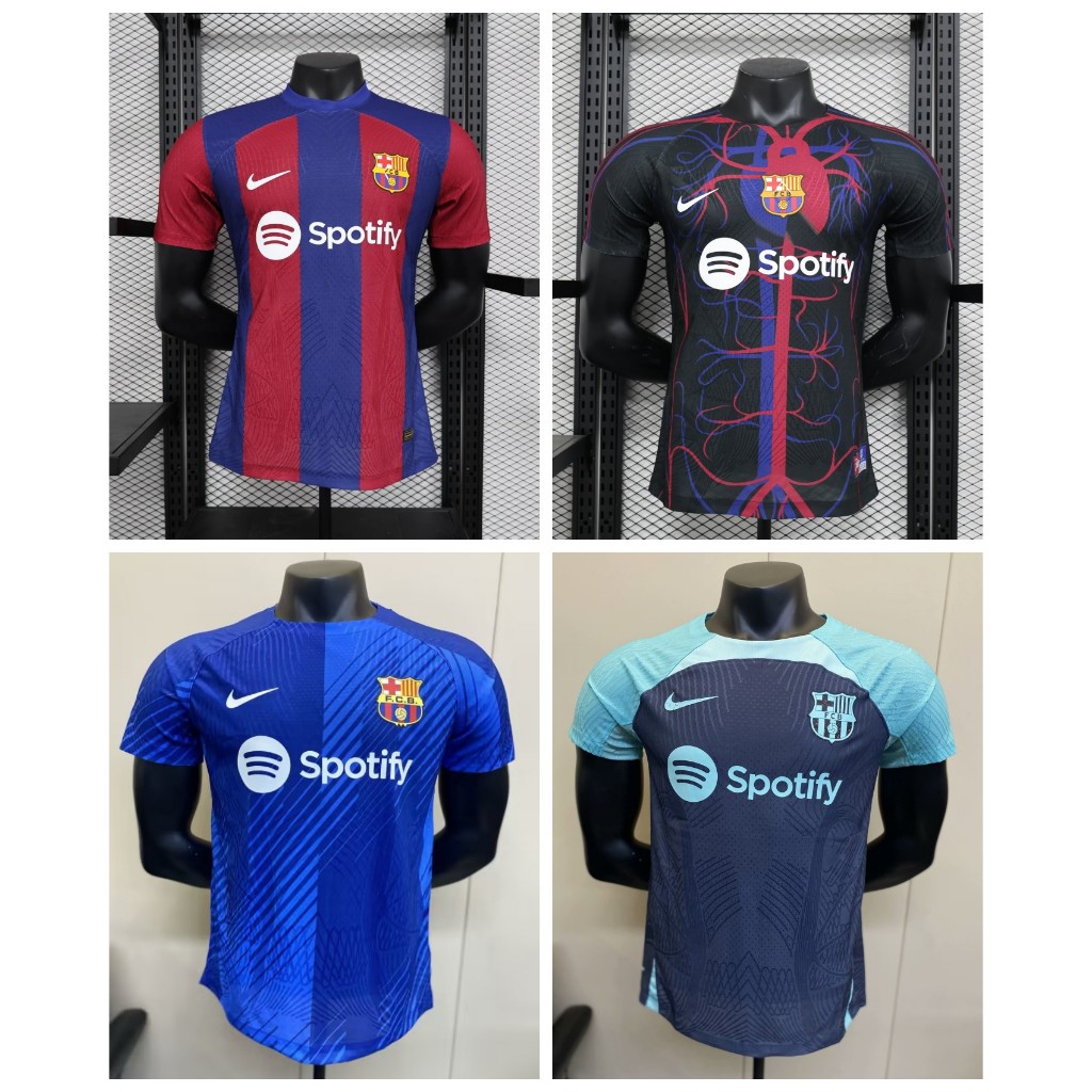 Áo Thun Bóng Đá Tay Ngắn 2324 New Barcelona