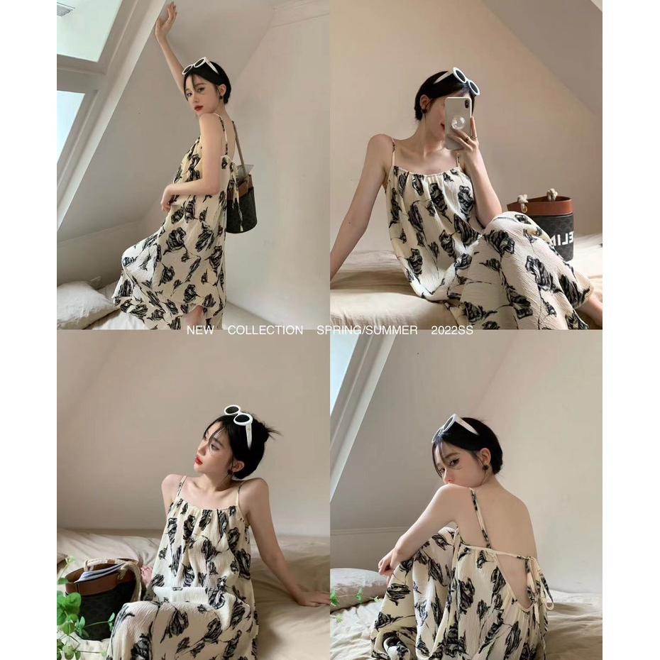 Đầm Hai Dây Dáng Dài In Họa Tiết Thời Trang Mùa Hè Gợi Cảm HZFWC0836