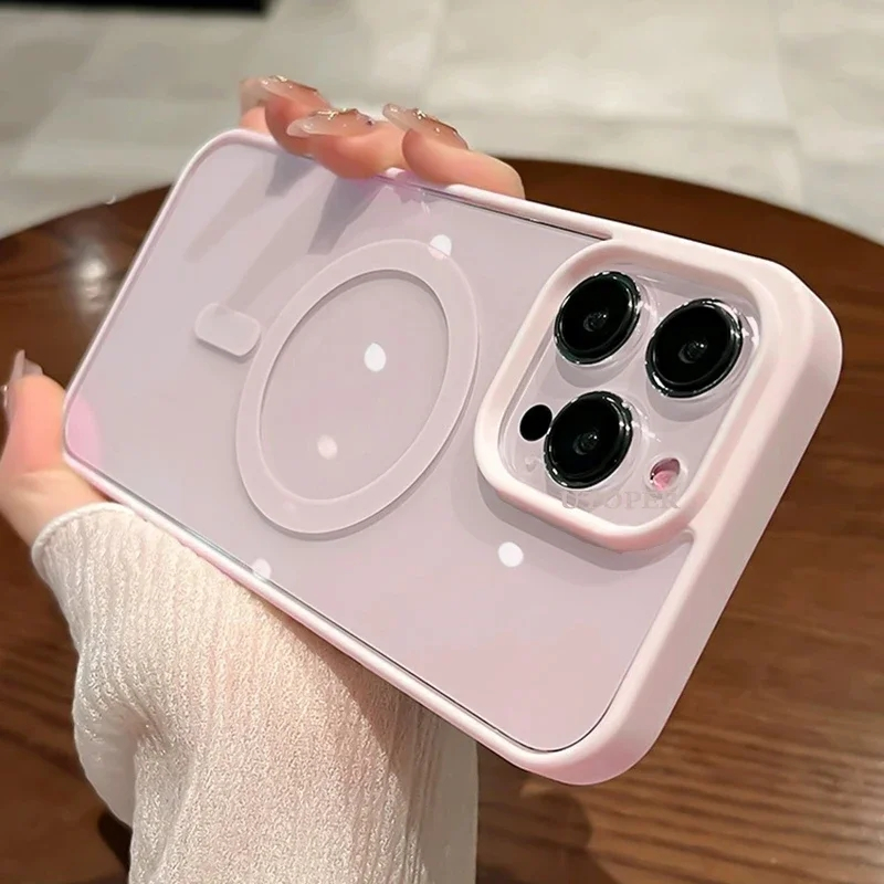 Ốp Điện Thoại Silicon Mềm Trong Suốt Chống Sốc Tích Hợp Nam Châm Cho iPhone 15 14 Pro Max 13 12 11 Pro Max