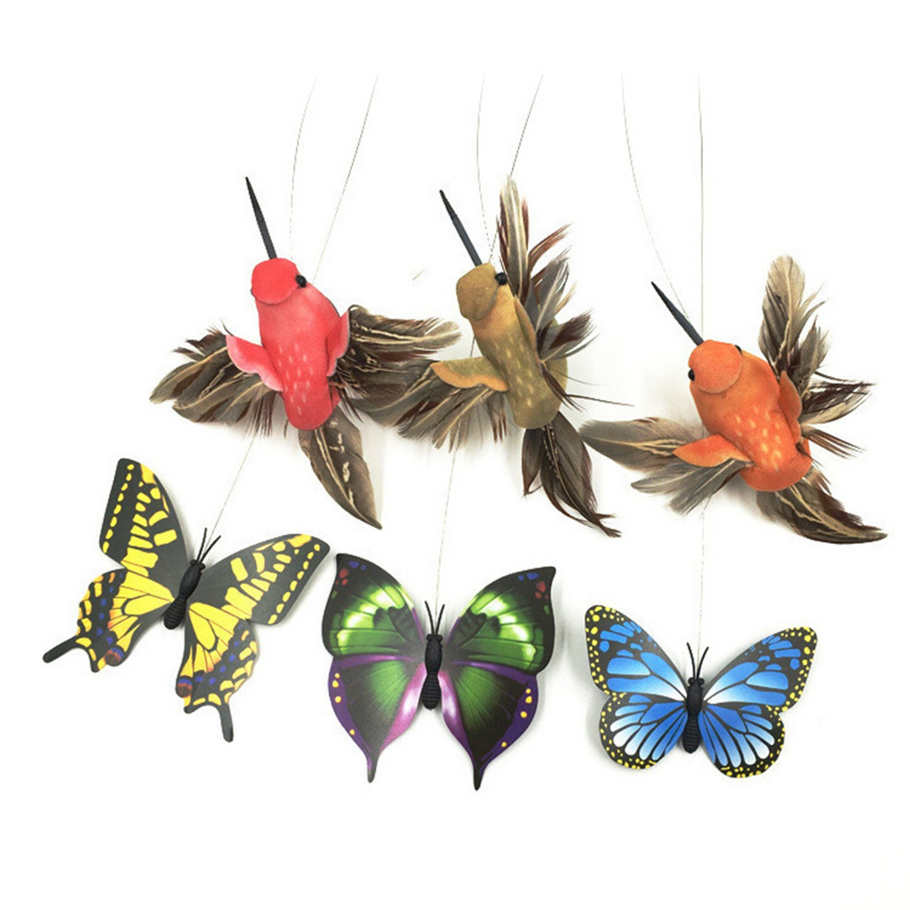 Cat Teaser Đồ Chơi Xoay 360 Độ Hình Bướm Hoa Tương Tác Mèo Con Cho