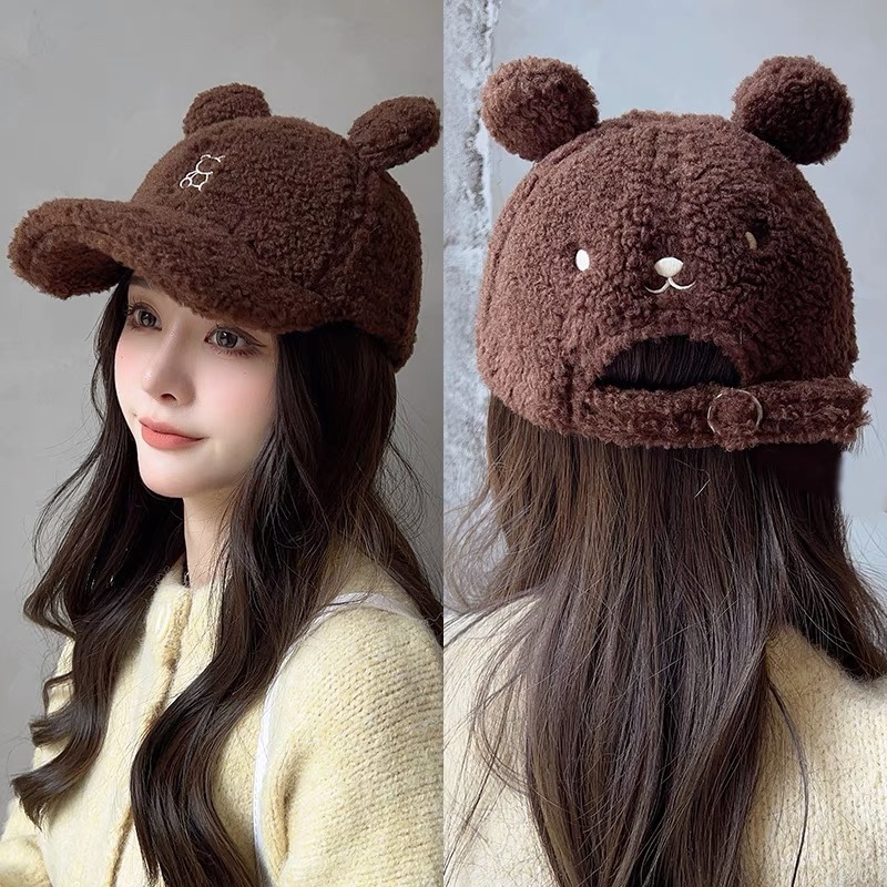 Mũ Lưỡi Trai Họa Tiết Gấu Hoạt Hình Đáng Yêu Thời Trang Mùa Thu Đông Theo Phong Cách Nhật Hàn Cho Nữ
