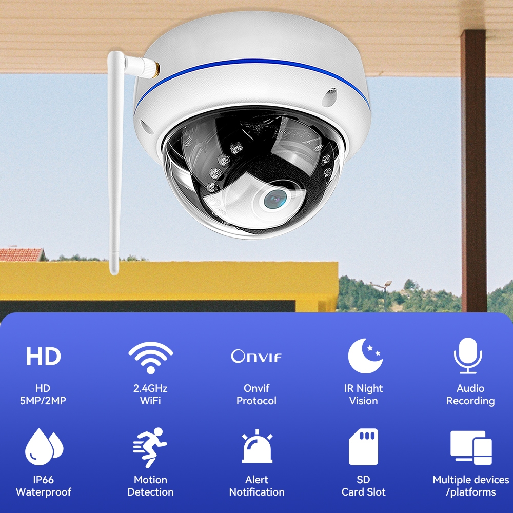 Hamrol camera Không Dây 5mp Chống Thấm Nước Hồng Ngoại Nhìn Ban Đêm Cho cctv icsee app