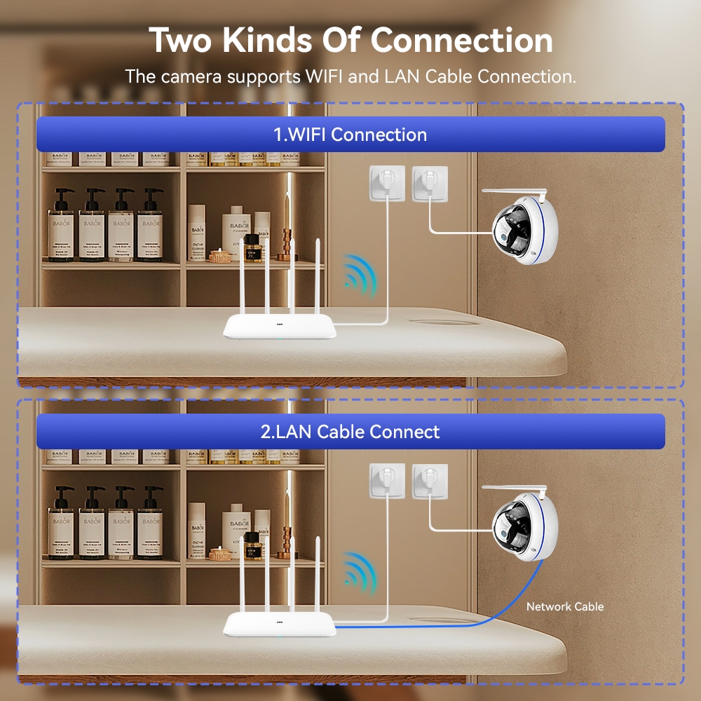 Hamrol camera Không Dây 5mp Chống Thấm Nước Hồng Ngoại Nhìn Ban Đêm Cho cctv icsee app