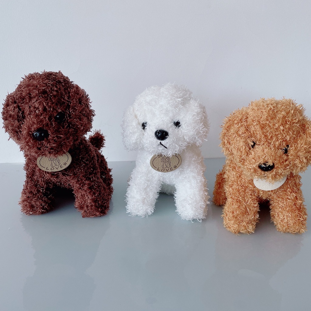 Đồ chơi nhồi bông Hình Chú Chó Mềm Mại 20cm Màu Trắng / Nâu Dễ Thương Cho Bé Gái