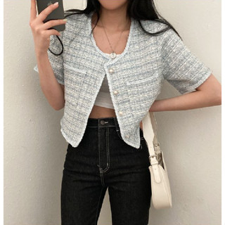 SUXI Áo Khoác Blazer Ngắn Tay Dáng Ôm Kiểu Vintage Thời Trang Mùa Hè Cho Nữ