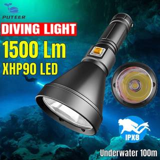 Đèn pin led ipx8 siêu sáng chống thấm nước pin 26650 có dây đeo tay tiện dụng dùng khi đi lặn