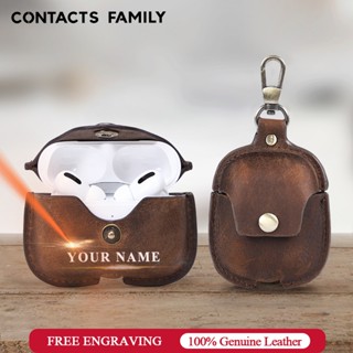 CONTACTS FAMILY Ốp Da Thật Chính Hãng Sang Trọng Cho Apple Airpods Pro Airpods 2 / 1 Tai Nghe Không Dây funda Airpod Bao Có Móc Khóa