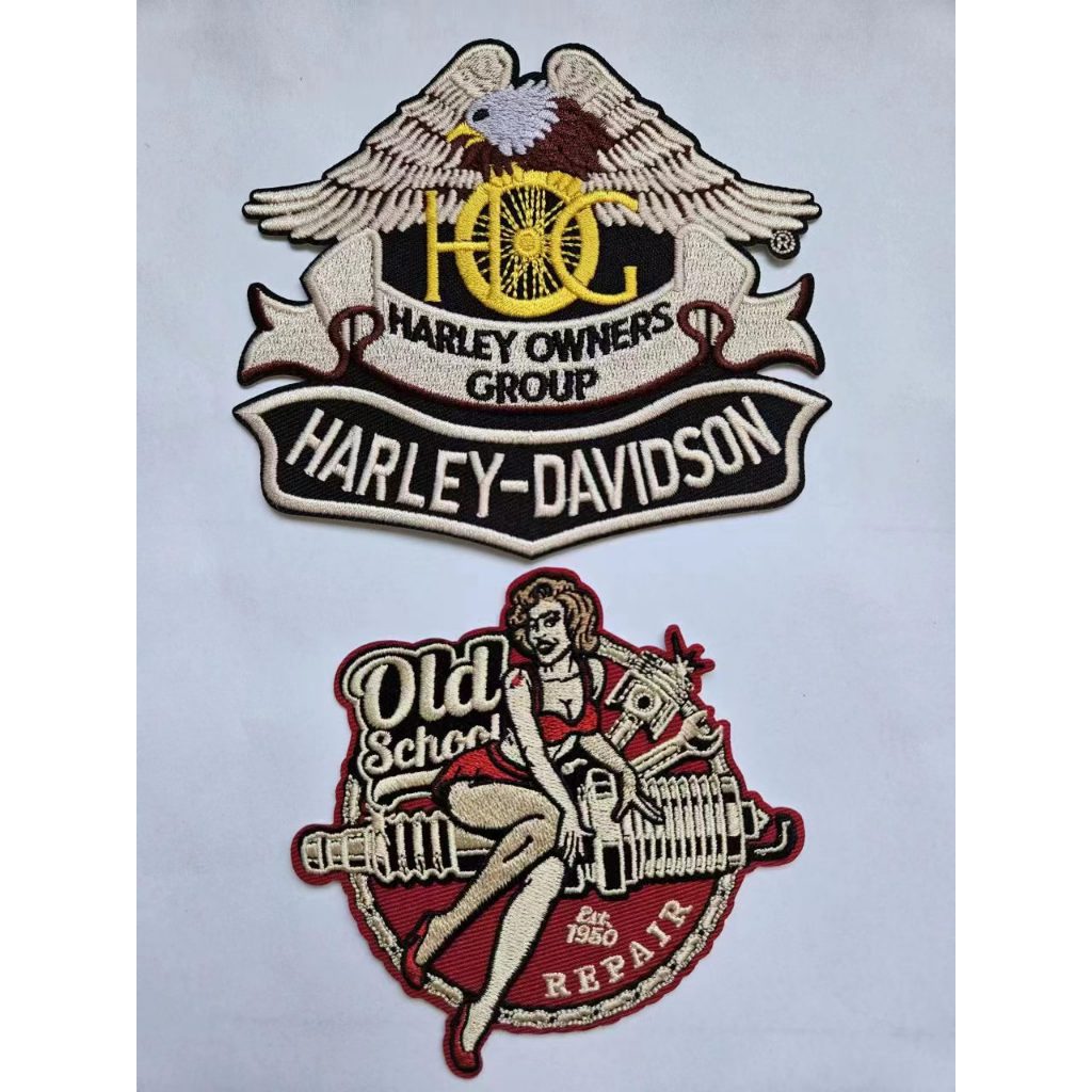 Thương Hiệu Tùy Chỉnh Logo Thêu Miếng Dán Sắt Trên May Trên Harley-Davidson Xe Máy Dán Cho Quần Áo May Quần Áo Quần Jean Áo Khoác Mũ Huy Hiệu
