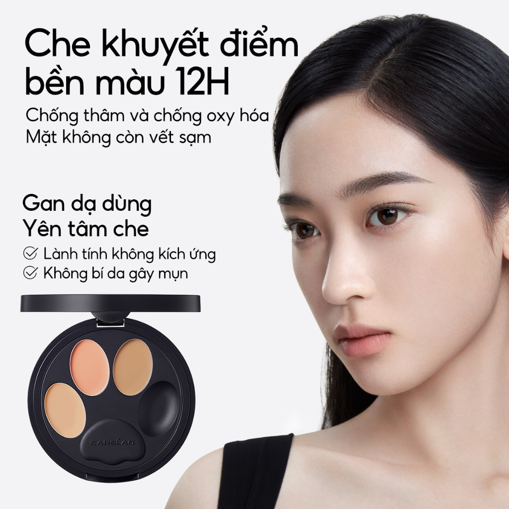 Kem Che Khuyết Điểm Carslan 3 Màu Che phủ quầng thâm/ bọng mắt Che khuyết điểm mà trong veo suốt 24H 3g