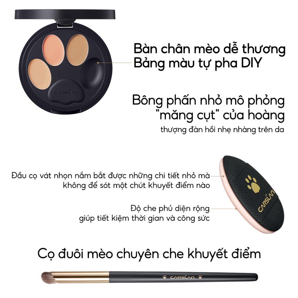 Kem Che Khuyết Điểm Carslan 3 Màu Che phủ quầng thâm/ bọng mắt Che khuyết điểm mà trong veo suốt 24H 3g
