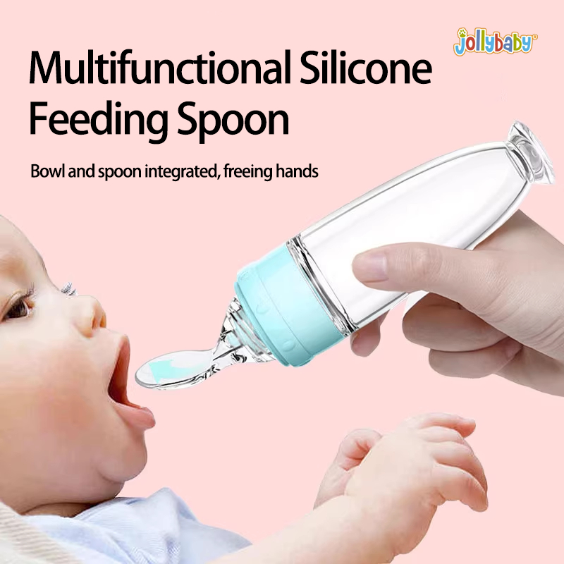 Jollybaby Bình Ăn Dặm Có Muỗng Mềm Tiện Dụng Cho Bé | Cốc Hút silicone | Bộ Dụng Cụ Ăn Uống Tiện Dụng Cho Bé | Cho Ăn Bằng Cao Su | Yếm Ăn Dặm Xinh Xắn Tiện Dụng Cho Bé