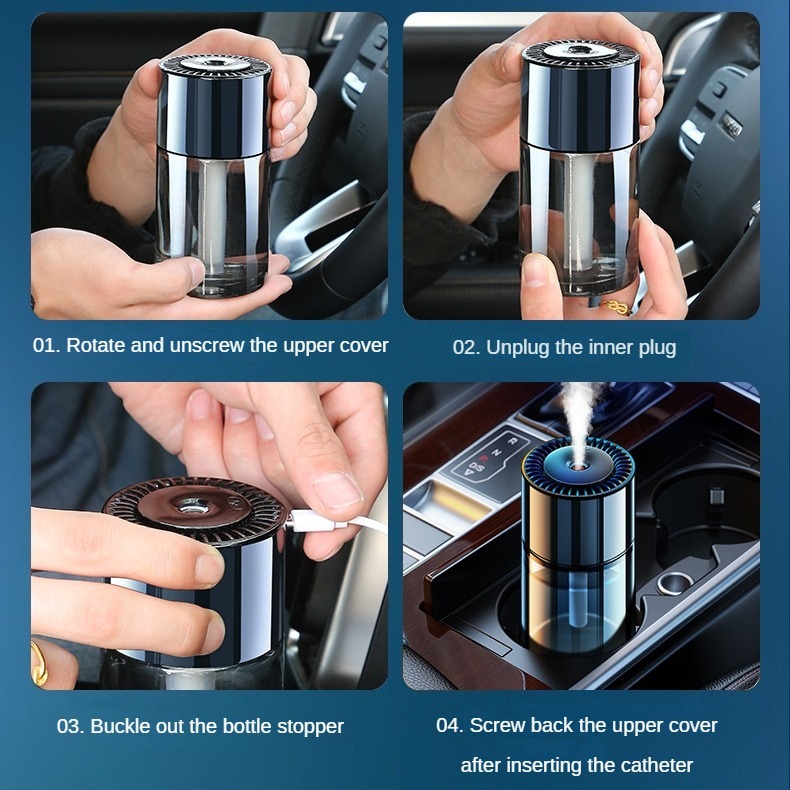 Máy Xông Tinh Dầu Tự Động Máy Khuếch Tán Tinh Dầu Nước Hoa ô tô Cao Cấp Mới Đèn LED Chiếu Hình Bầu Trời đầy Sao