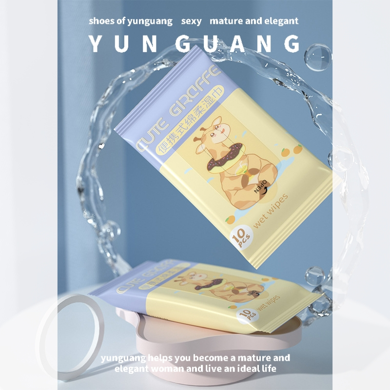 Yunguang Bộ 10 Khăn Giấy Ướt Và Lau Tay Đặc Biệt mini Cho Trẻ Sơ Sinh Và Trẻ Em