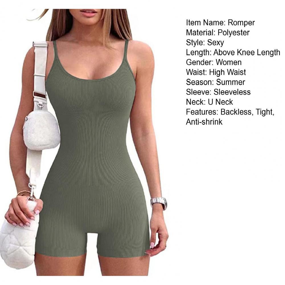 Jumpsuit Sát Nách Cổ Chữ u Màu Sắc Thời Trang Mùa Hè Cho Nữ