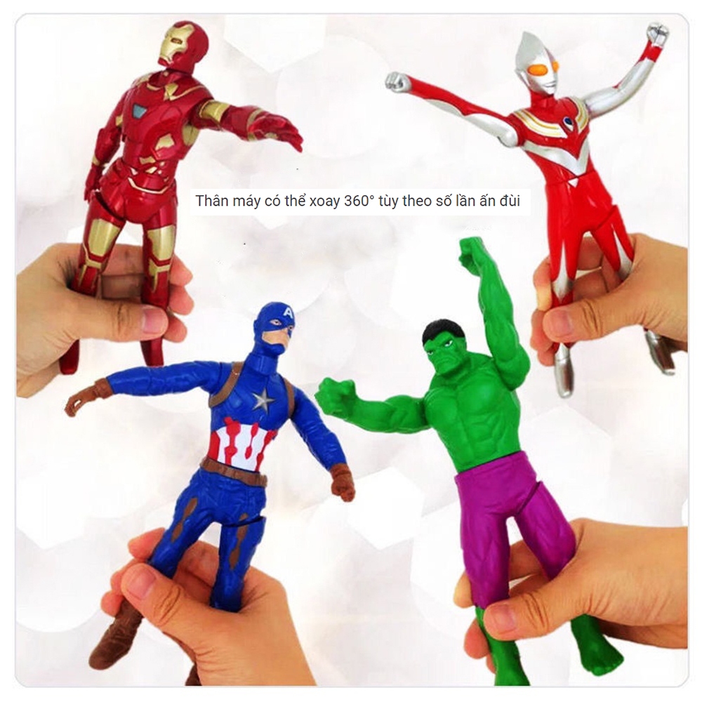 Xoay 360 ° Người Nhện Người Sắt Captain America Hulk Avengers Ultraman HEROES LEAGUE Nhân Vật Hành Động Đồ Chơi Trẻ Em 18Cm