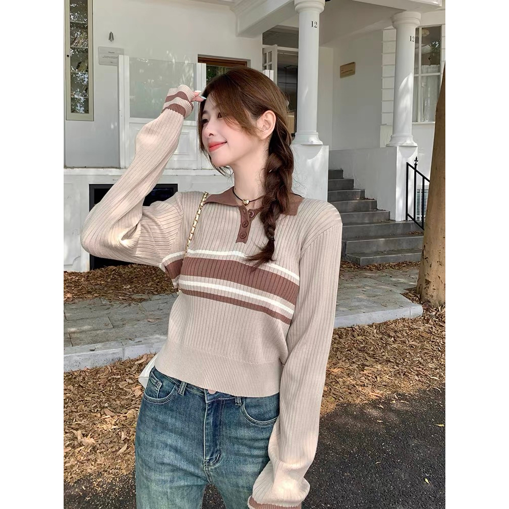 Áo sweater Dệt Kim Tay Dài Dáng Ôm Màu Sắc Khối Lập Phương Phong Cách Hàn Quốc Thời Trang Mùa Thu Dành Cho Bạn Nữ