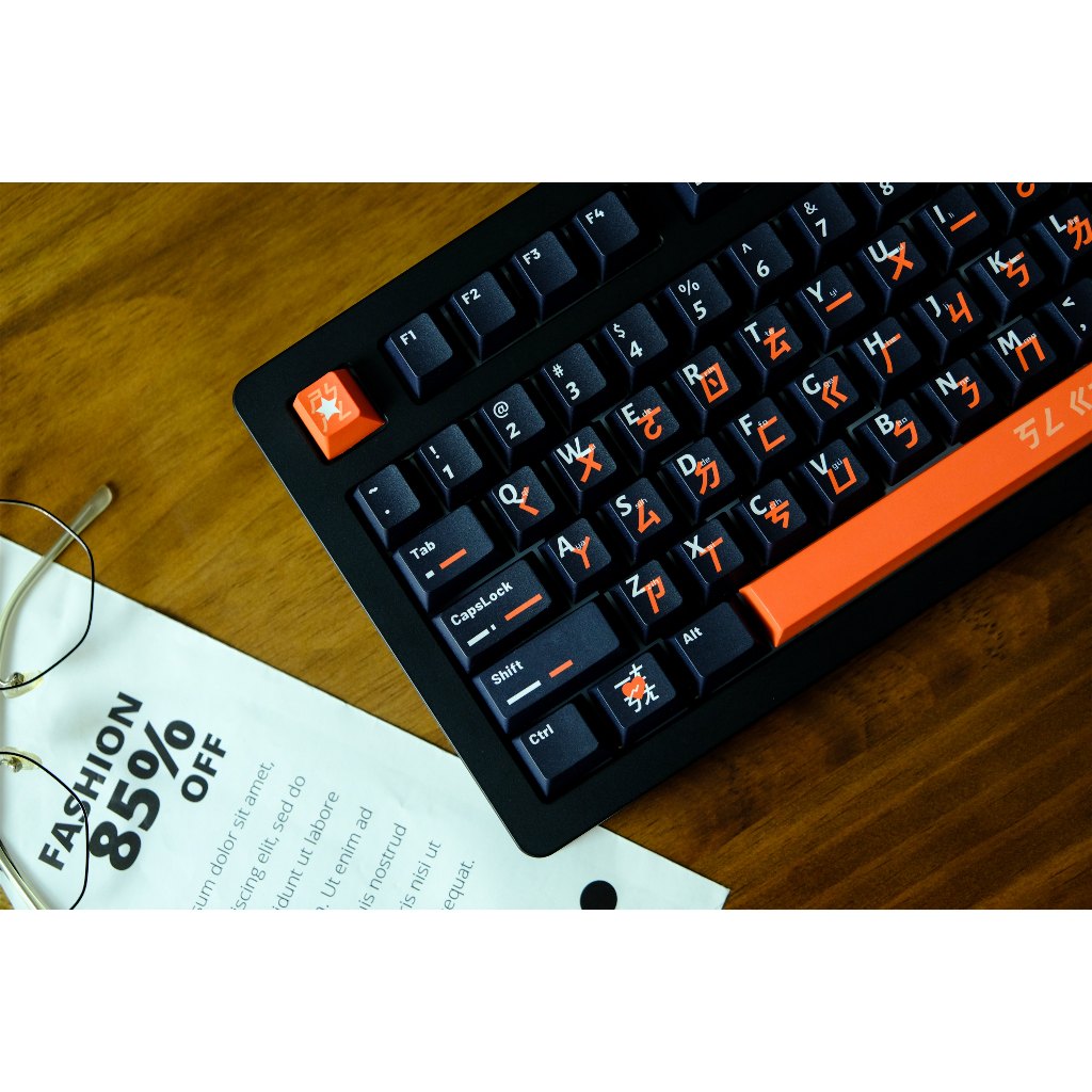Keycaps phiên âm màu cam đen GMK, Keycaps 151 phím Cherry Profile DYE-SUB Keycaps GMK được cá nhân hóa cho bàn phím cơ