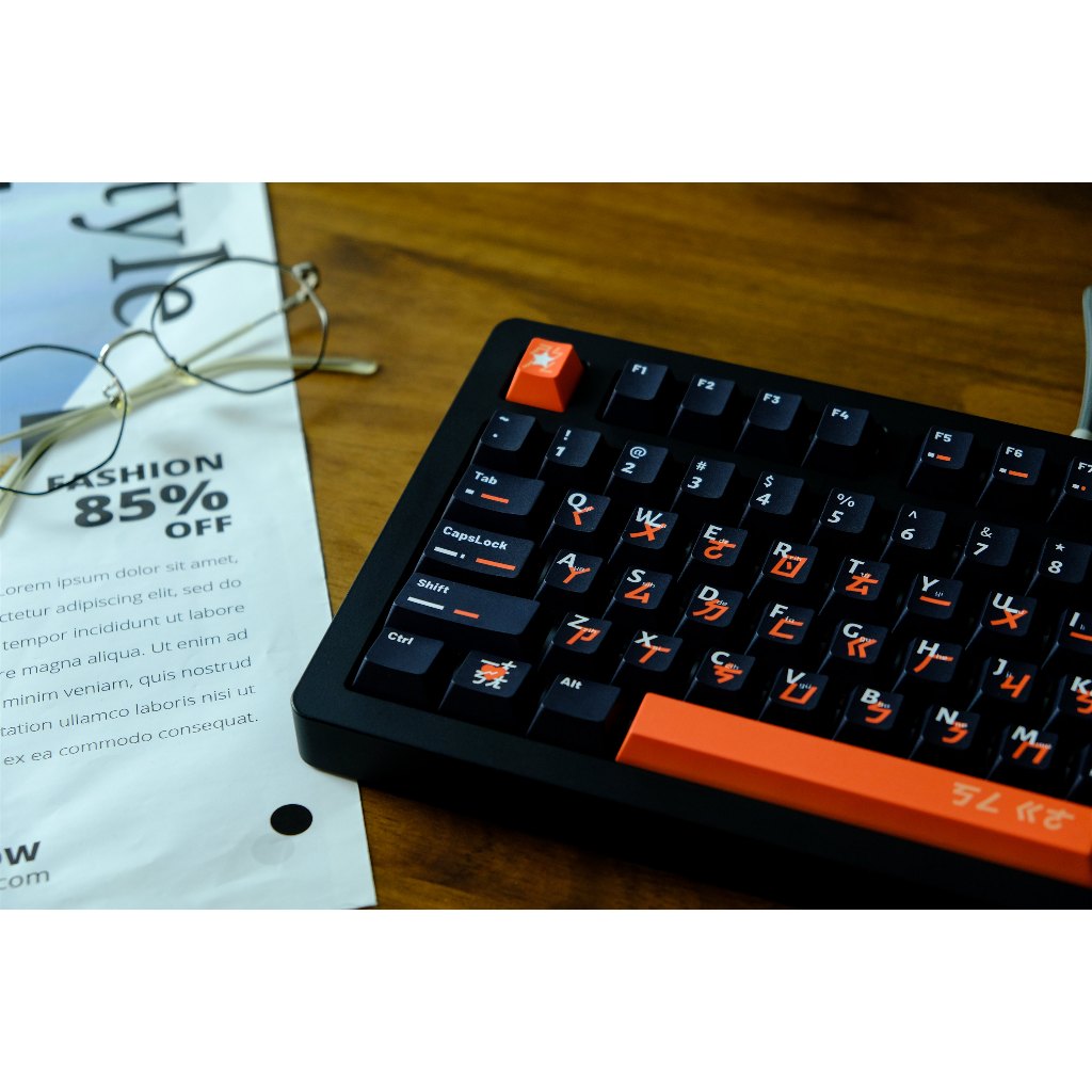 Keycaps phiên âm màu cam đen GMK, Keycaps 151 phím Cherry Profile DYE-SUB Keycaps GMK được cá nhân hóa cho bàn phím cơ