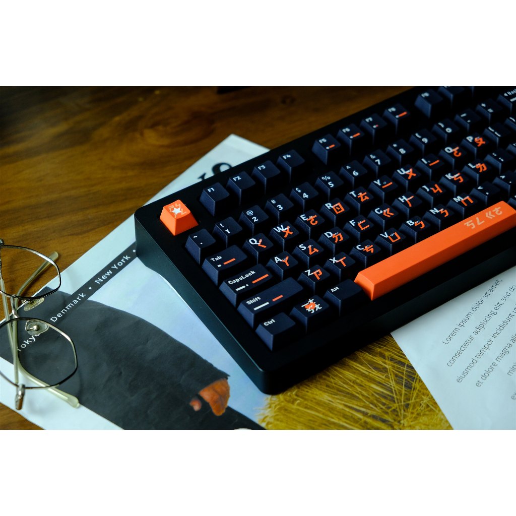 Keycaps phiên âm màu cam đen GMK, Keycaps 151 phím Cherry Profile DYE-SUB Keycaps GMK được cá nhân hóa cho bàn phím cơ