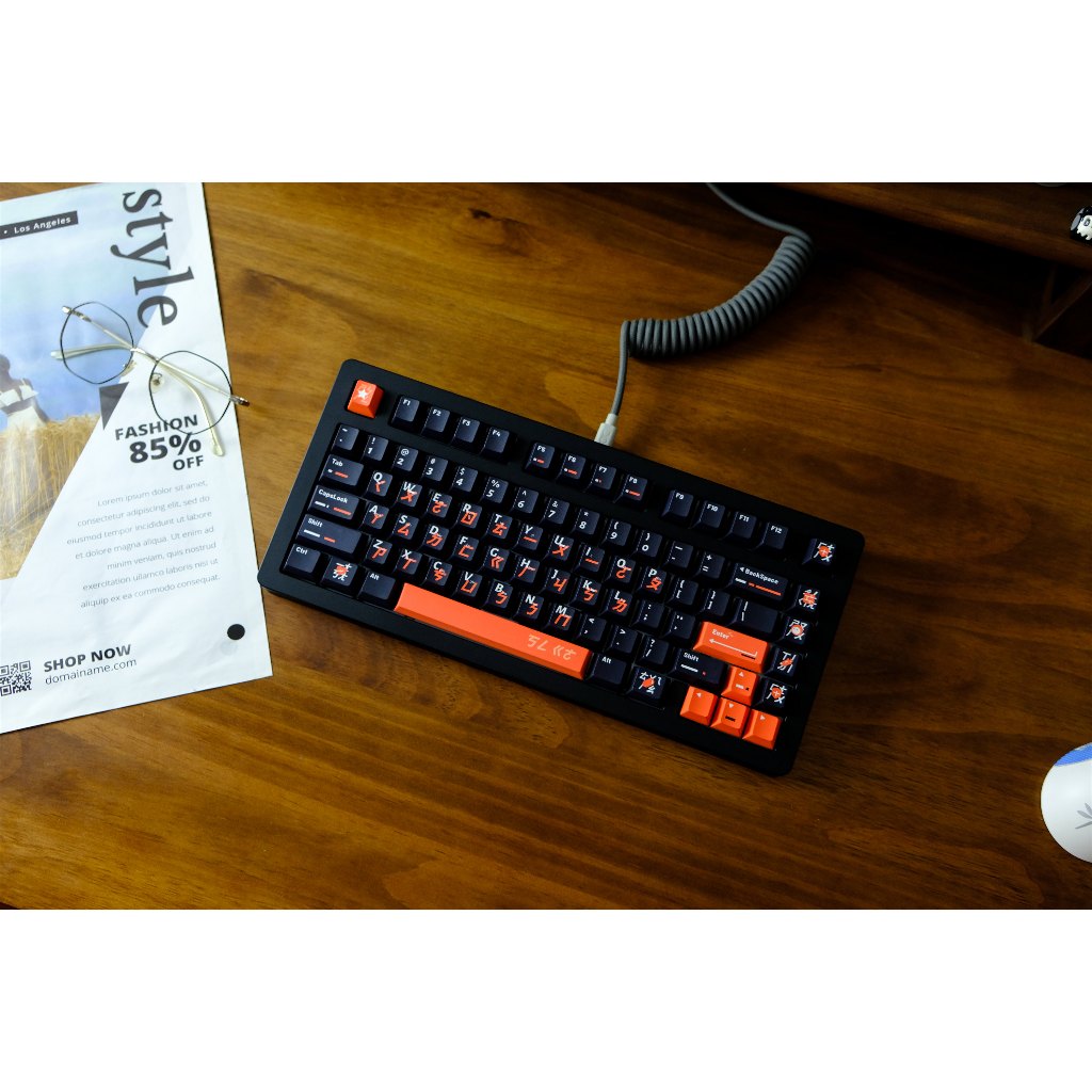Keycaps phiên âm màu cam đen GMK, Keycaps 151 phím Cherry Profile DYE-SUB Keycaps GMK được cá nhân hóa cho bàn phím cơ