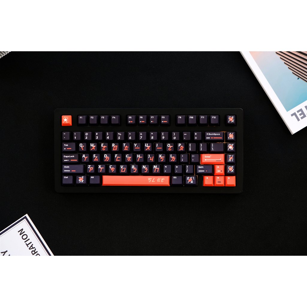 Keycaps phiên âm màu cam đen GMK, Keycaps 151 phím Cherry Profile DYE-SUB Keycaps GMK được cá nhân hóa cho bàn phím cơ