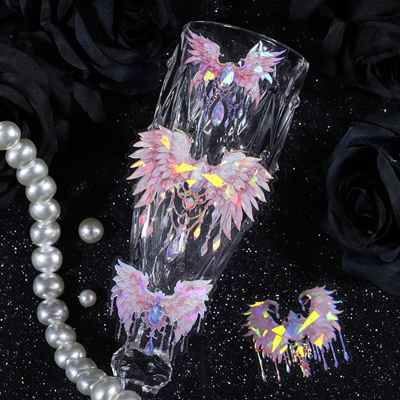 Mr. Paper 20 vé/túi Dán chống thấm nước PET Đôi cánh thiên thần mơ ước Vỏ sò dán Sáng tạo tài khoản Nguyên liệu ghép đôi goolka DIY điện thoại di động Cái cốc Hình dán trang trí