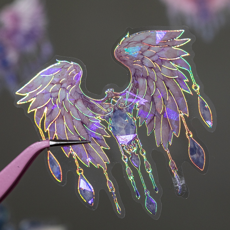 Mr. Paper 20 vé/túi Dán chống thấm nước PET Đôi cánh thiên thần mơ ước Vỏ sò dán Sáng tạo tài khoản Nguyên liệu ghép đôi goolka DIY điện thoại di động Cái cốc Hình dán trang trí