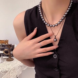 Đen Vòng Cổ Ngọc Trai Đơn Giản Phong Cách retro Thời Trang