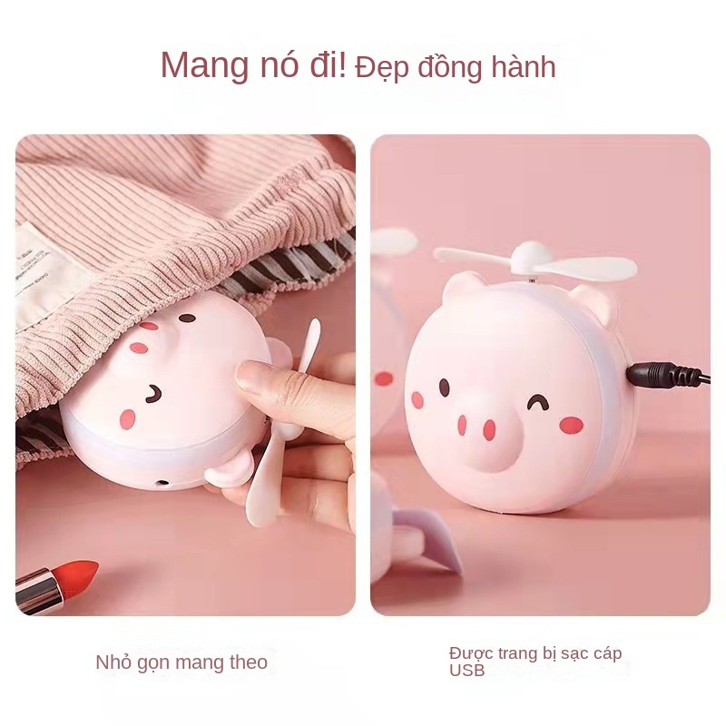Quạt USB mini Cầm Tay Kèm Gương Trang Điểm Dễ Thương