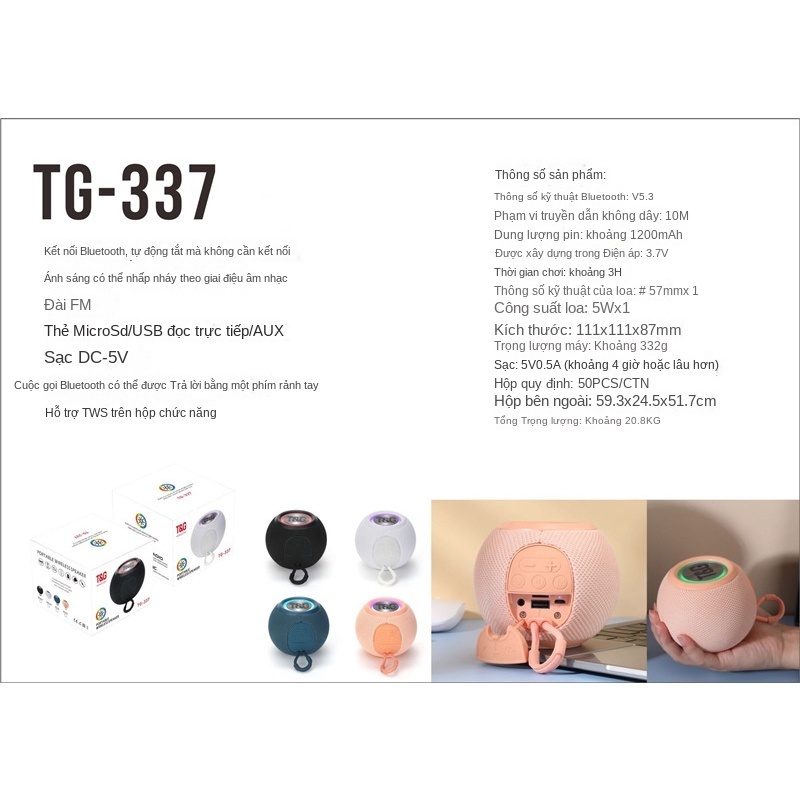 Loa Bluetooth Không Dây TG337 Âm Siêu Trầm Chất Lượng Cao | BigBuy360 - bigbuy360.vn