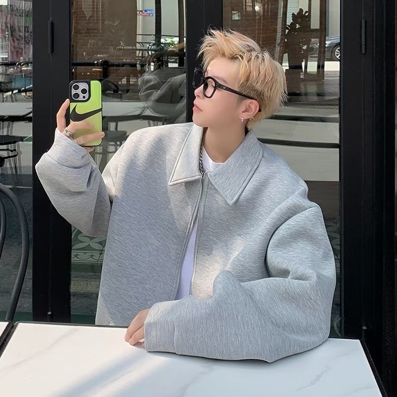 Áo khoác jacket nam thời trang phong cách hàn quốc simple 100%cotton form rộng nữ coat oversized áo khoác dây kéo unisex