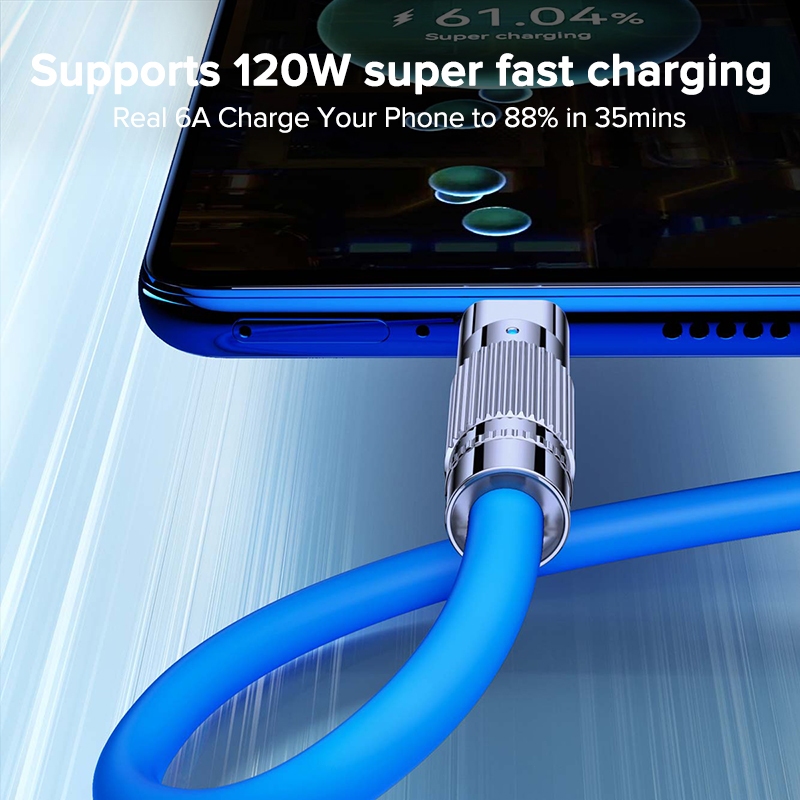 Dây Cáp Sạc qoovi 120w usb type c 6a Chất Lượng Cao silicone