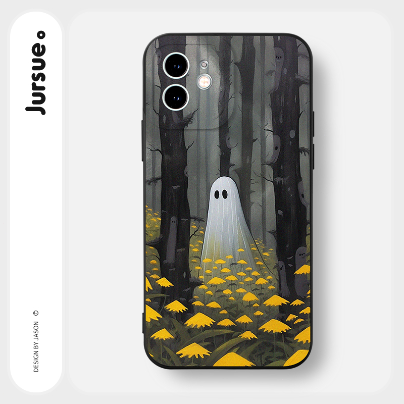 Ốp lưng JURSUE mềm dễ thương đẹp độc lạ đen Cho iPhone 15 14 13 12 11 Pro Max SE 2020 X XR XS 8 7 ip 6S 6 Plus Y4320