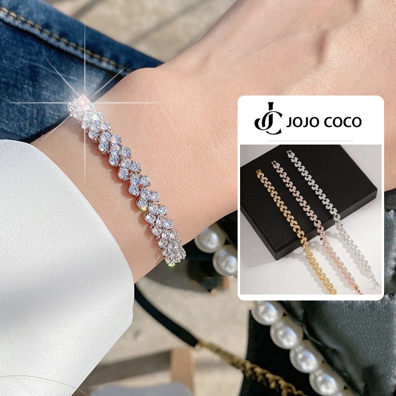 Vòng đeo tay JOJO COCO đính kim cương pha lê sang trọng thanh lịch thời trang cho cô dâu