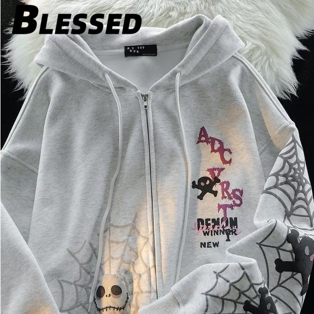 Blessed Áo Khoác hoodie áo khoác nữ zip hoodie Korean cổ xưa Popular casual WWY23A11ZP 44Z231030