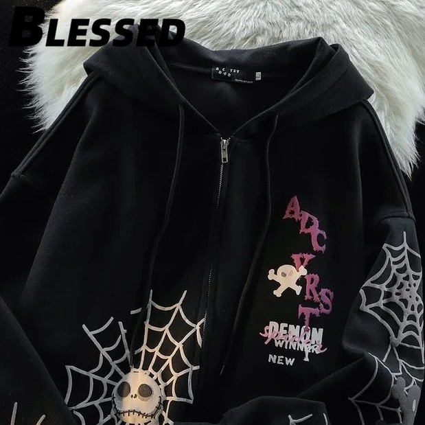 Blessed Áo Khoác hoodie áo khoác nữ zip hoodie Korean cổ xưa Popular casual WWY23A11ZP 44Z231030