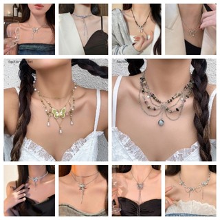 Fcph vòng cổ choker màu xanh lá cây hình bướm không đối xứng cổ tích fc