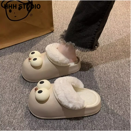 HHH Dép bông Dép Lông dép bánh mì nữ đi trong nhà ĐẾ CAO SU FDL23B01XM 44Z231103